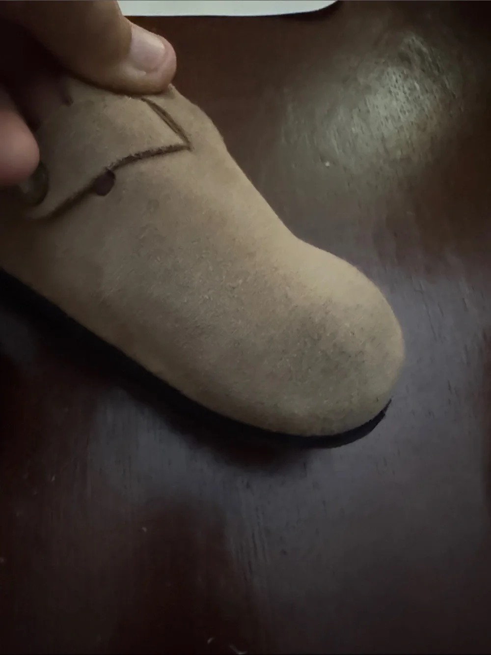 ZUSERIS brand Kids Suede Slingback Clogs in Taupe size 28